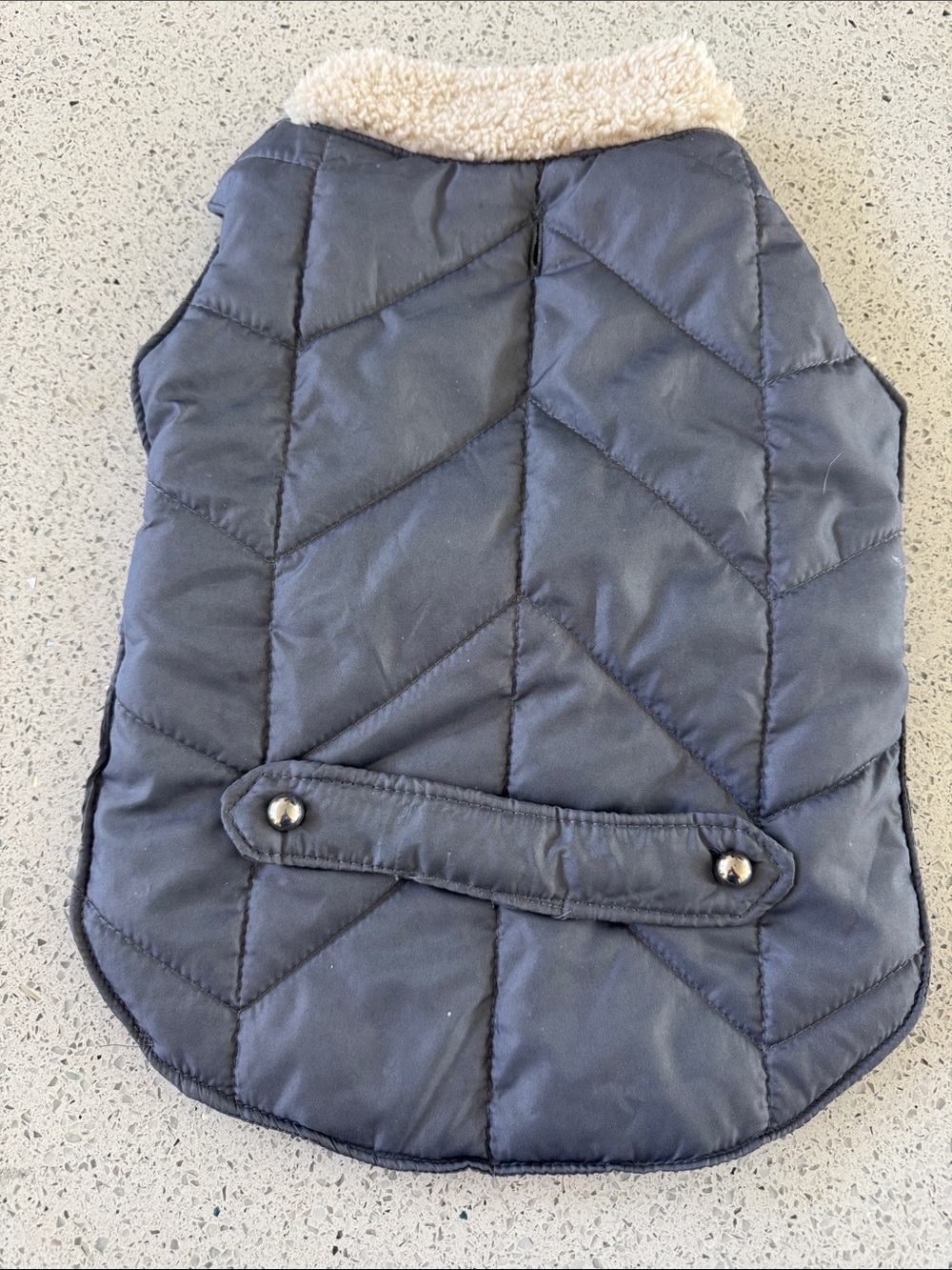 Dog Quilted Grey Jacket with Sherpa Collar and adjustable straps